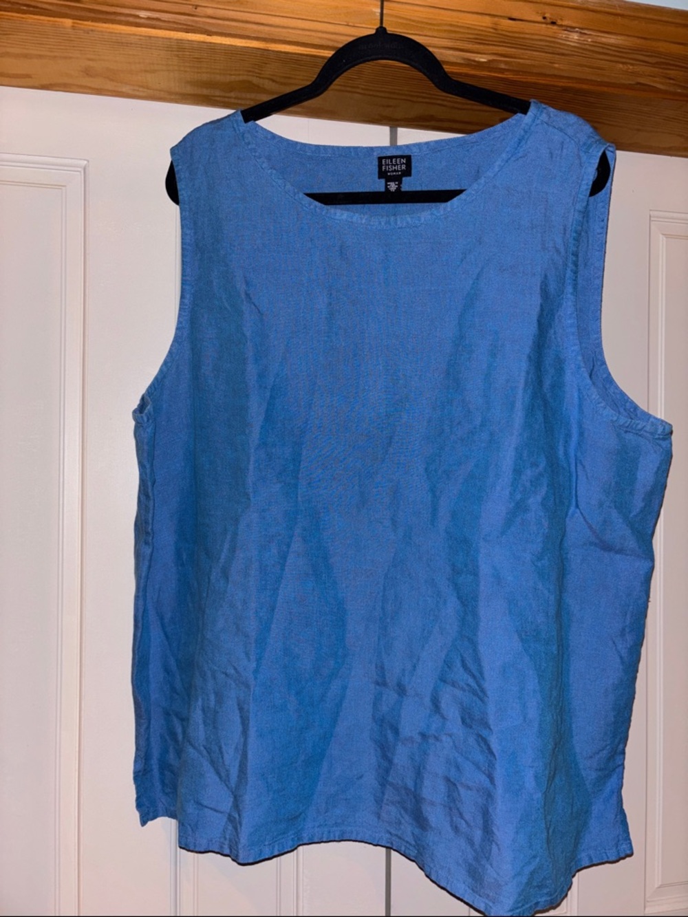 Eileen Fisher Sleeveless Linen Tank in Sky Blue